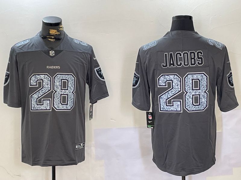 Men Oakland Raiders #28 Jacobs Grey 2024 Nike Vapor Limited NFL Jersey style 3